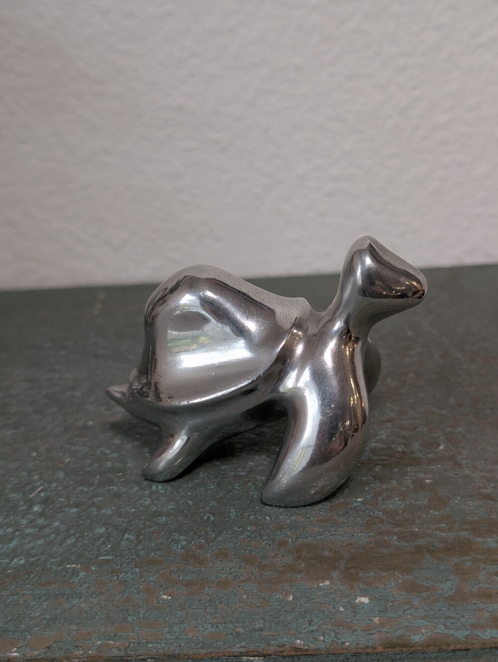 Vintage Small Silver Plated Turtle Figurine 3" Heavy Adorable